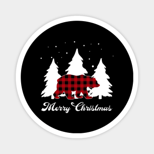 Red Buffalo Plaid Bear Matching Family Christmas Pajama Magnet